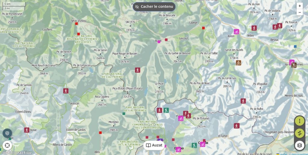 map of local activities randonnée ski VTT  randonée